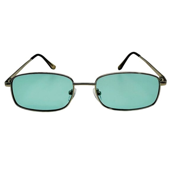 6044 | Green Retro Rectangle Sunglasses - Picture 1 of 5